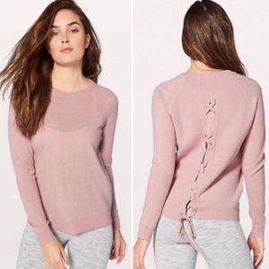 Lululemon Tied To You Sweater Lace Back Misty Pink Size 4